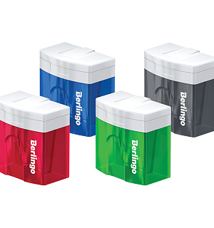 Точилка пластиковая Berlingo "Perfect XL" 2 отверстия, контейнер, ассорти