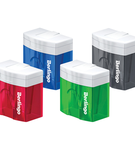 Точилка пластиковая Berlingo "Perfect XL" 2 отверстия, контейнер, ассорти