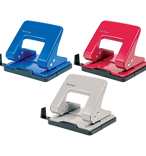 Дырокол Berlingo "Universal" 20л., металлический, ассорти, с линейкой