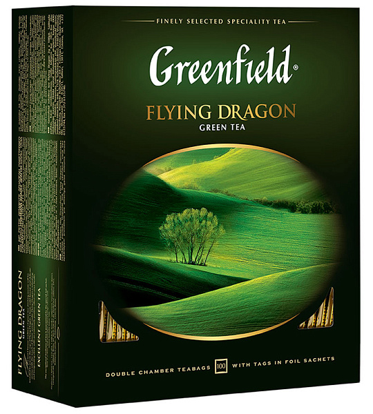 Чай Greenfield "Flying Dragon", зеленый, 100 фольг. пакетиков по 2г