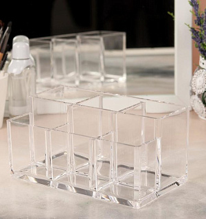 Органайзер для хранения маникюрных/косметических принадлежностей, 6 секций, 18,5 × 10,6 × 9 см, цвет прозрачный