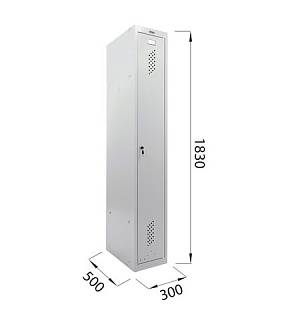 Шкаф металлический для одежды BRABIX "LK 11-30", УСИЛЕННЫЙ, 1 секция, 1830х300х500 мм,18 кг, 291127, S230BR401102