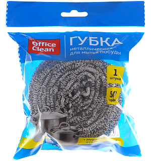 Губка для посуды OfficeClean, большая, металлическая, спиральная, 1шт., 8*7см (50г)