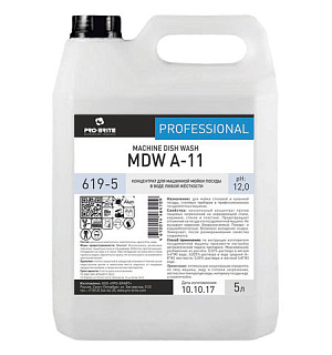 Средство для мытья посуды в посудомоечных машинах 5 л, PRO-BRITE MDW A-11, щелочное, концентрат, 619-5