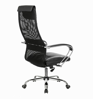 Кресло офисное BRABIX PREMIUM "Stalker EX-608 CH", хром, ткань-сетка/кожзам, черное, 532091