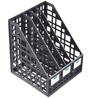 Лоток для бумаг вертикальный СТАММ, сборный, 4 отделения, черный