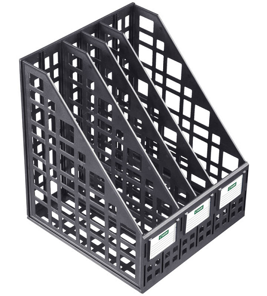 Лоток для бумаг вертикальный СТАММ, сборный, 4 отделения, черный