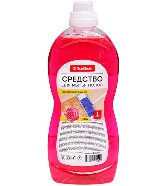 Средство для мытья полов OfficeClean "Роза", концентрат, 1л