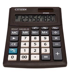Калькулятор настольный CITIZEN BUSINESS LINE CMB1001BK, МАЛЫЙ (136x100 мм), 10 разрядов, двойное питание