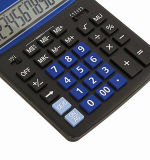 Калькулятор настольный BRAUBERG EXTRA-12-BKBU (206x155 мм), 12 разрядов, двойное питание, ЧЕРНО-СИНИЙ, 250472