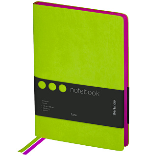 Записная книжка А5 80л., кожзам, Berlingo "Fuze", цветной срез, салатовый
