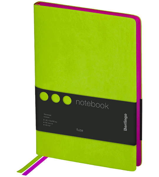Записная книжка А5 80л., кожзам, Berlingo "Fuze", цветной срез, салатовый