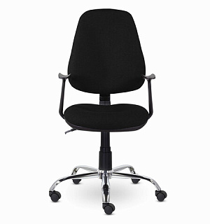 Кресло BRABIX "Comfort MG-322", хром, регулируемая эргономичная спинка, ткань, черное, 532558