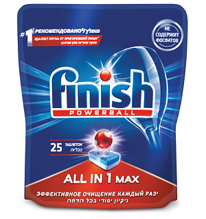 Таблетки для посудомоечных машин 25 шт. FINISH "All in 1", 3025693