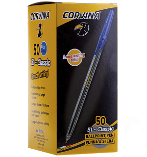 Ручка шариковая Corvina "51 Classic" синяя, 1,0мм, прозрачный корпус