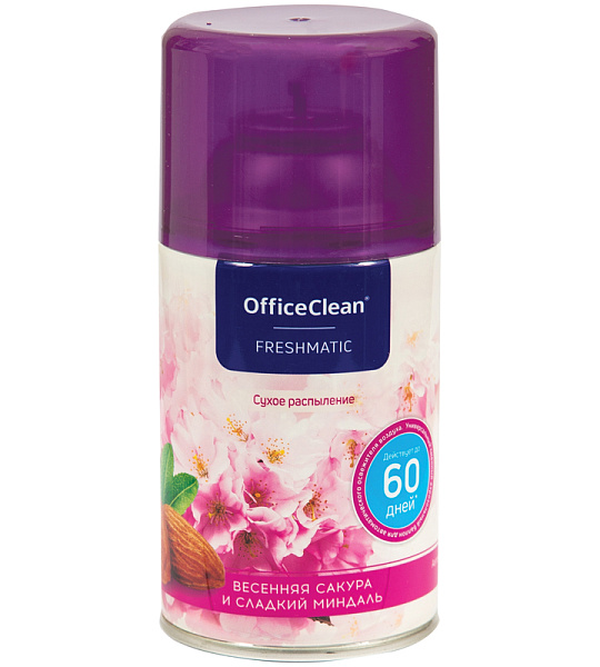 Сменный баллон для освеж. воздуха OfficeClean "Весенняя сакура и сладкий миндаль" сухое распыление, 250мл