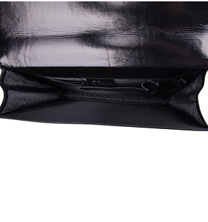 Портфель Delucci "Калипсо", кожа, черный, 1 отделение, метал. замок, с ремнем