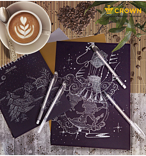 Ручка гелевая Crown "Hi-Jell Pastel" пастель белая, 0,8мм