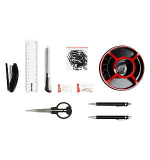 Настольный органайзер Berlingo "BR", 9 предметов, вращающийся, черный/красный