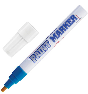 Маркер-краска лаковый (paint marker) MUNHWA, 4 мм, СИНИЙ, нитро-основа, алюминиевый корпус, PM-02