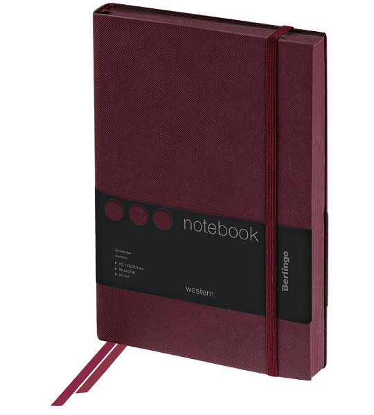 Записная книжка А5 80л., кожзам, Berlingo "Western", с резинкой, коричневый