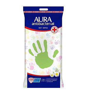 Салфетки влажные AURA антибактериальные 20шт.