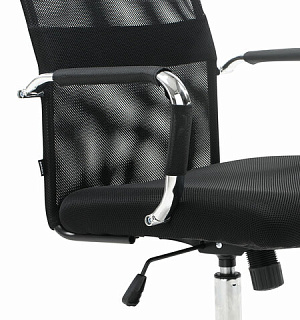 Кресло офисное BRABIX "Fit EX-514", с подголовником, хром, черное, 531949