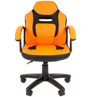 Кресло детское Chairman Kids 110, PL черный, экокожа оранжевая/ткань TW черная, регулир. по высоте