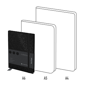 Записная книжка А6 80л., кожзам, Berlingo "DoubleBlack", черный срез, черная, с рисунком