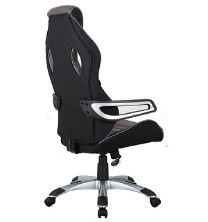 Кресло компьютерное BRABIX "Techno GM-002", ткань, черное/серое, вставки белые, 531815