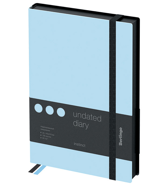 Ежедневник недатир. A5, 136л., кожзам, Berlingo "Instinct", черный/аквамарин, с резинкой