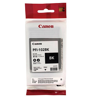 Картридж струйный CANON (PFI-102BK) iPF500/510/F600/605/610/650/655/700/710/720, черный, оригинальный, 130 мл, 0895B001