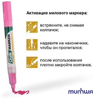 Маркер меловой MunHwa "Chalk Marker" розовый, 3мм, спиртовая основа, пакет