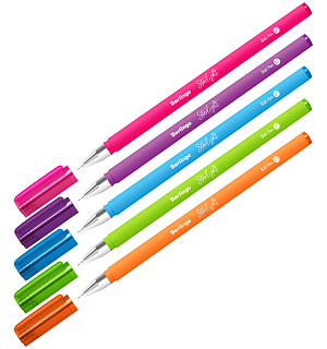 Ручка шариковая Berlingo "Starlight" синяя, 0,7мм, игольчатый стержень, прорезиненный корпус ассорти