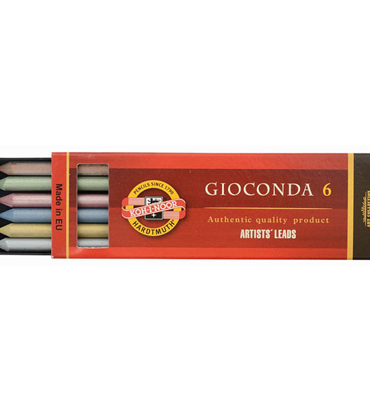 Грифели цветные для цанговых карандашей Koh-I-Noor "Gioconda", 5,6мм, металлик ассорти, 6шт., пластик коробвый
