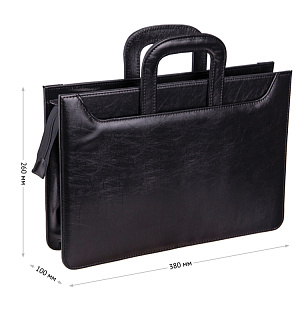 Портфель OfficeSpace "Irena", кожзам, черный, 2 отделения, молния, задвиг. ручки