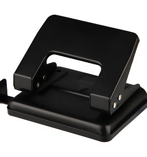 Дырокол OfficeSpace 20л., металлический, черный, с линейкой