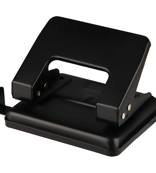 Дырокол OfficeSpace 20л., металлический, черный, с линейкой