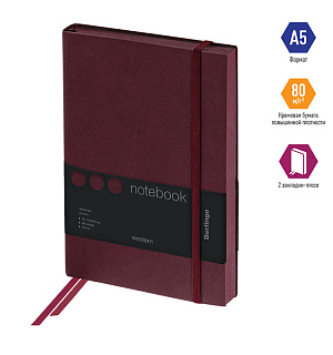 Записная книжка А5 80л., кожзам, Berlingo "Western", с резинкой, коричневый