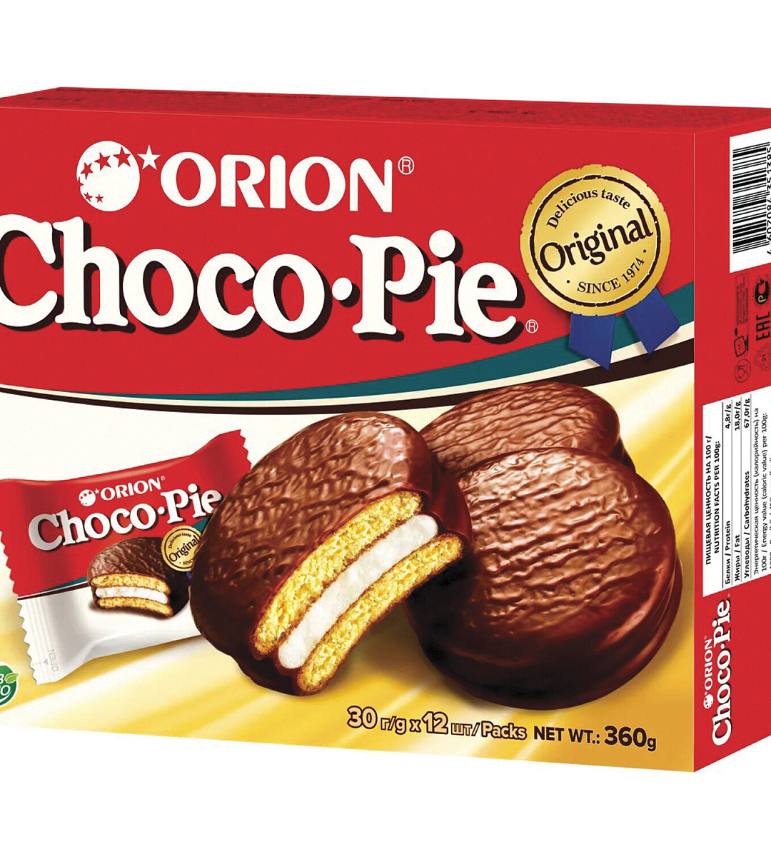 Печенье ORION "Choco Pie Original" 360 г (12 штук х 30 г), О0000013014