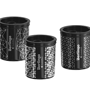 Точилка пластиковая Berlingo "DoubleBlack" 2 отверстия, контейнер, ассорти