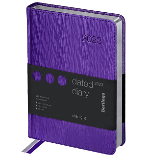 Ежедневник датированный 2023г., А6, 184л., кожзам, Berlingo "Starlight", сер. срез, фиолетовый