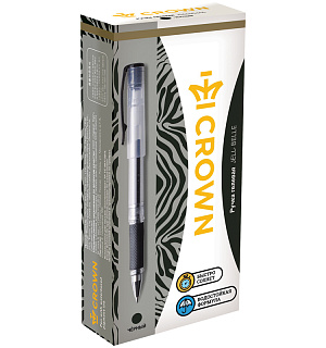 Ручка гелевая Crown "Jell-Belle" черная, 0,5мм, грип