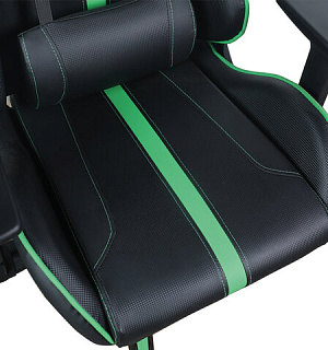Кресло компьютерное BRABIX "GT Carbon GM-120", две подушки, экокожа, черное/зеленое, 531929