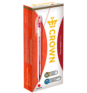 Ручка гелевая Crown "Hi-Jell" красная 0,5мм, штрих-код