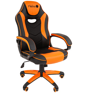 Кресло игровое Helmi HL-S16 "Pilot", экокожа, черная/оранжевая, механизм качания