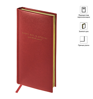 Еженедельник недатированный, карманный, 64л., кожзам, OfficeSpace "Dallas", бордовый, зол. срез