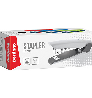 Степлер №10 Berlingo "Hyper" до 20л, 100 скоб, пластиковый корпус, красный