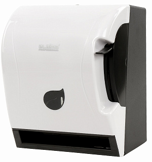 Диспенсер для полотенец в рулонах LAIMA PROFESSIONAL ECO (Система Н1), механический, с рычагом, белый, ABS-пластик, 606549