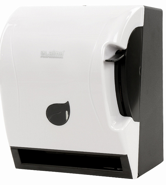 Диспенсер для полотенец в рулонах LAIMA PROFESSIONAL ECO (Система Н1), механический, с рычагом, белый, ABS-пластик, 606549